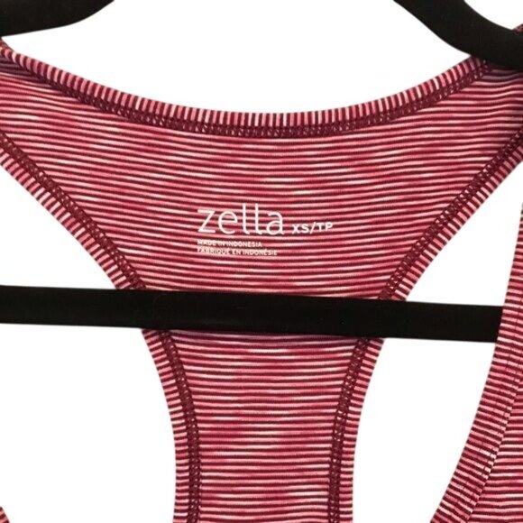 Zella XS Red White Striped Racerback Tank Top Activewear Stretch - Picture 3 of 7
